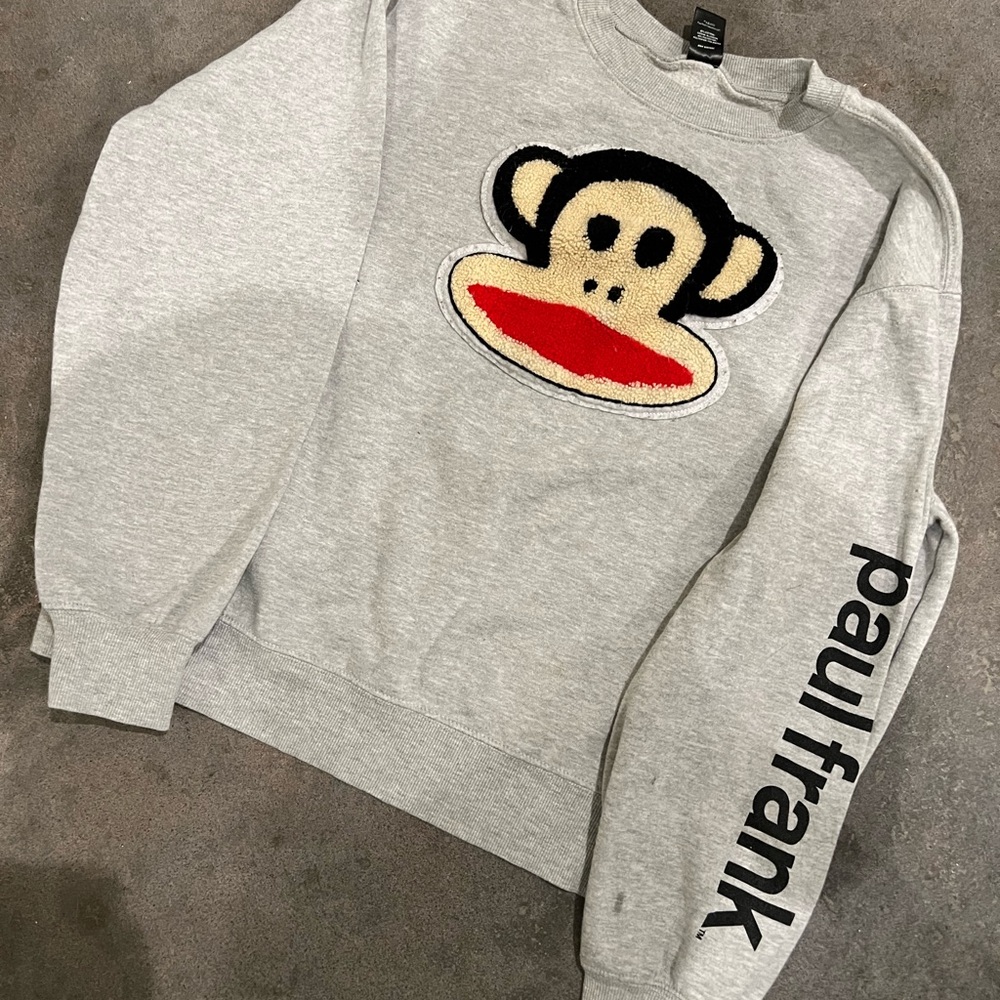 Paul Frank Light Gray Crewneck with Monkey Patch